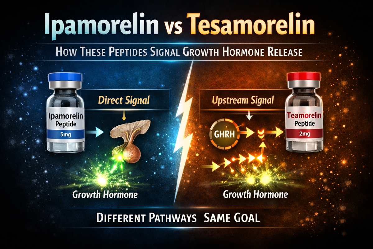 Ipamorelin and Tesamorelin don’t create results, they send signals. Here’s how they work differently and why your body’s response determines the outcome.